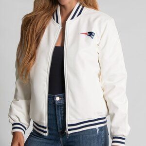NFL New England Patriots White Vegan Leather Jacket